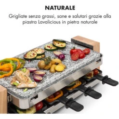 Klarstein Prime-Rib Raclette Grill Per 8 Pers. 1500 W Piastra In Pietra Naturale Acciaio Inox Piedini In Legno -Piccoli Elettrodomestici Negozio 13296465 3