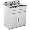 Friggitrice Elettrica Con Armadietto 2 X 16 Litri Acciaio Inox 2 X 6.000 Watt