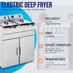 Friggitrice Elettrica Con Armadietto 2 X 16 Litri Acciaio Inox 2 X 6.000 Watt -Piccoli Elettrodomestici Negozio 14895736 3