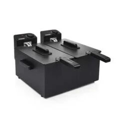 Friggitrice Elettrica Doppia Vasca 2 Cestelli Potenza 2x1800 Watt Colore Nero