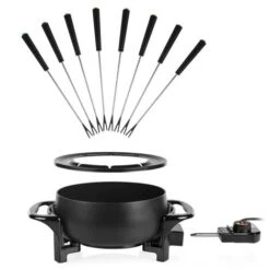 Set Fonduta In Alluminio Nero Per 8 Persone Con Forchette Termostato Regolabile -Piccoli Elettrodomestici Negozio 16167934 4