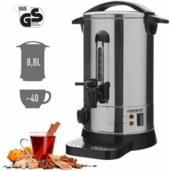 AREBOS Pentola Per Vin Brulè Bollitore Per Acqua Distributore Bevande Calde 8,8 L
