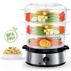 VAPORIERA ELETTRICA IN ACCIAIO INOX CON TIMER3 CESTINI 800W BPA FREE FORNETTI A VAPORE