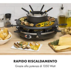 Klarstein Fonduelette Raclette E Fonduta 1350W 1 Litro 38 Cm Ø Per 8 Persone -Piccoli Elettrodomestici Negozio 22854241 5