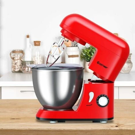 Robot Da Cucina 4 L 1300 W, 6 Velocita E Testina Inclinabile, Planetaria Elettrica Con Ciotola In Acciaio Inox, Gancio Miscelazione, Frusta E Frullino, Paraspruzzi (Rosso) 3 Robot Da Cucina 4 L 1300 W, 6 Velocita E Testina Inclinabile, Planetaria Elettrica Con Ciotola In Acciaio Inox, Gancio Miscelazione, Frusta E Frullino, Paraspruzzi (Rosso) - immagine 3