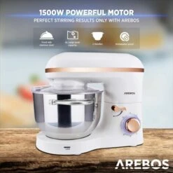 AREBOS Robot Da Cucina 1500W 6L In Acciaio Inox 6 Gradini Silenzioso Bianco -Piccoli Elettrodomestici Negozio 26752759 4