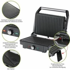 Monzana Grill A Contatto MZ780 Griglia Da Tavolo BPA Free Bistecchiera Tostiera Panini Maker 1600W Antiaderente Tostapane Apertura 90° -Piccoli Elettrodomestici Negozio 26924563 4