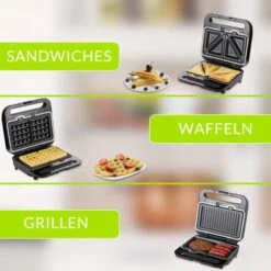 Monzana Piastra Elettrica 3in1 Sandwich Waffle Panini 3 Piastre Intercambiabili Antiaderente 1000W Tostapane BPA Free Manico Cool-Touch -Piccoli Elettrodomestici Negozio 26960808 4