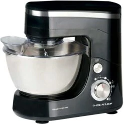Dunlop Impastatrice Planetaria Ciotola Acciaio 5 LT Impastatore Robot Nero 800W 3 Ganci