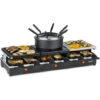 Klarstein Fonduelette XL, Gril, Raclette, Fonduta 3in1, 12 Persone, Pietra Naturale, 1650W