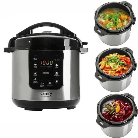 Pentola A Pressione Elettrica 1500W 6lt Acciaio Antiaderente 8 Cotture Timer 5 Pentola A Pressione Elettrica 1500W 6lt Acciaio Antiaderente 8 Cotture Timer - immagine 5