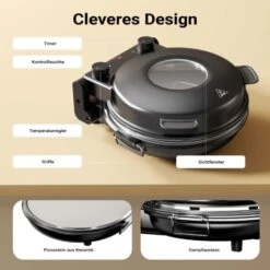 Cuoci Pizza Con Pietra In Ceramica Ø32cm Finestra Trasparente 2 Elementi Riscaldanti Max 400° Timer -Piccoli Elettrodomestici Negozio 37327476 3