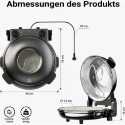 Cuoci Pizza Con Pietra In Ceramica Ø32cm Finestra Trasparente 2 Elementi Riscaldanti Max 400° Timer -Piccoli Elettrodomestici Negozio 37327476 4