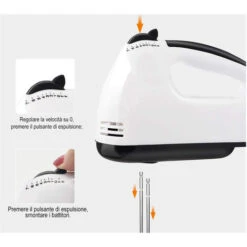 Sbattitore Elettrico 180W Turbo 7 Velocita' Doppia Frusta Frullino Impasto Dolci -Piccoli Elettrodomestici Negozio 37960315 5