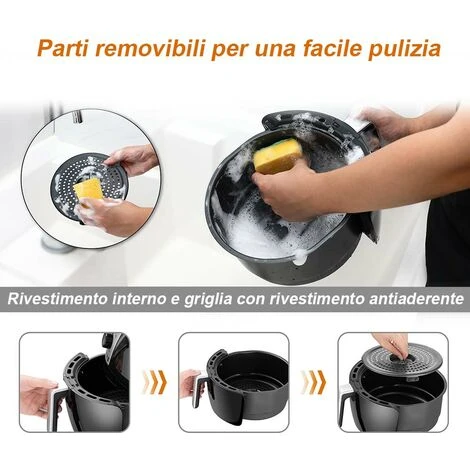 Friggitrice Aria Calda Digitale Senza Olio Airfryer 3,2 Lt Frigge Cuoce 1300W 5 Friggitrice Aria Calda Digitale Senza Olio Airfryer 3,2 Lt Frigge Cuoce 1300W - immagine 5