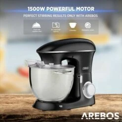 AREBOS Robot Da Cucina 1500W XXL 8 L In Acciaio Inox 6 Gradini Nero Silenzioso -Piccoli Elettrodomestici Negozio 41590615 4