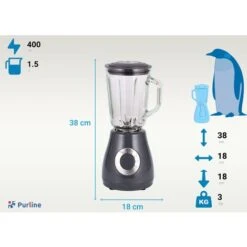 Frullatore A Bicchiere 400 W Con Caraffa In Vetro E 5 Velocità Lame In Acciaio Inox PURLINE HOMEAPP BV -Piccoli Elettrodomestici Negozio 42192575 5
