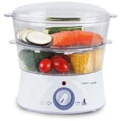 Vaporiera A 2 Contenitori E Un Contenitore Speciale Per Il Riso. Capacità 5 Litri. Potenza 400W