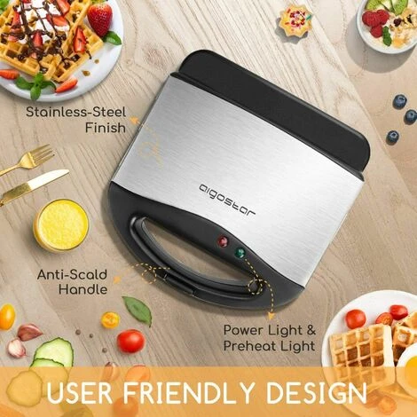 PIASTRA ELETTRICA PER WAFFLE ANTIADERENTE 800WATT WAFFEL CIALDE CREPES AIGOSTAR 4 PIASTRA ELETTRICA PER WAFFLE ANTIADERENTE 800WATT WAFFEL CIALDE CREPES AIGOSTAR - immagine 4
