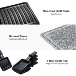 Domaier Party Grill Con Pietra Naturale, Raclette Grill Multifunzione 3 In 1, Raclette 8 Persone, Raclette Elettrica 1200W 8 Domaier Party Grill Con Pietra Naturale, Raclette Grill Multifunzione 3 In 1, Raclette 8 Persone, Raclette Elettrica 1200W -Piccoli Elettrodomestici Negozio 54376784 4