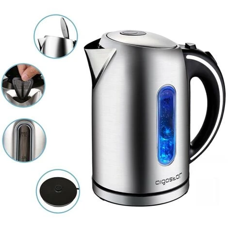 BOLLITORE ELETTRICO IN ACCIAIO 1.7 LITRI CON FILTRO RIMOVIBILE E LED 2200W AIGOSTAR 3 BOLLITORE ELETTRICO IN ACCIAIO 1.7 LITRI CON FILTRO RIMOVIBILE E LED 2200W AIGOSTAR - immagine 3