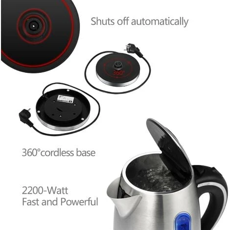 BOLLITORE ELETTRICO IN ACCIAIO 1.7 LITRI CON FILTRO RIMOVIBILE E LED 2200W AIGOSTAR 4 BOLLITORE ELETTRICO IN ACCIAIO 1.7 LITRI CON FILTRO RIMOVIBILE E LED 2200W AIGOSTAR - immagine 4