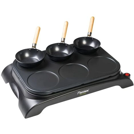 Set Wok E Crepemaker Per 6 Persone AWS600 1000 W Nero Bestron 1 Set Wok E Crepemaker Per 6 Persone AWS600 1000 W Nero Bestron