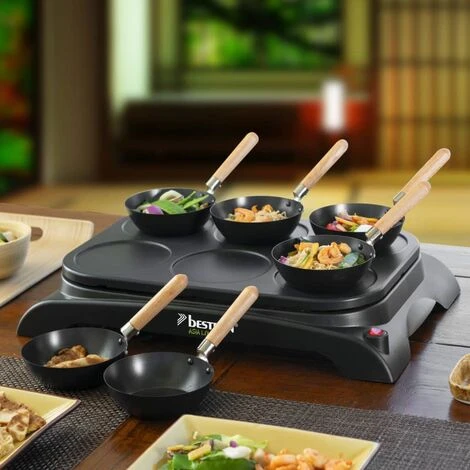 Set Wok E Crepemaker Per 6 Persone AWS600 1000 W Nero Bestron 2 Set Wok E Crepemaker Per 6 Persone AWS600 1000 W Nero Bestron - immagine 2