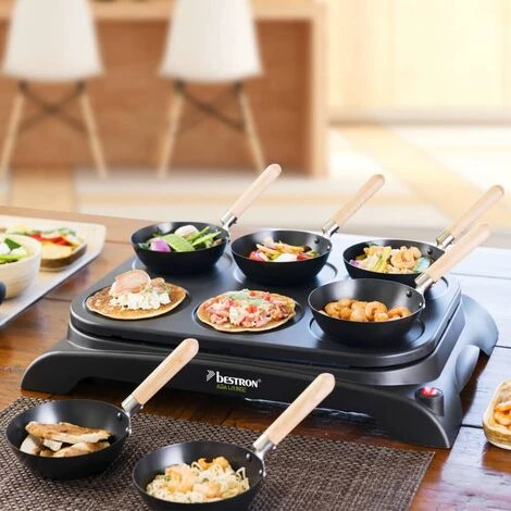 Set Wok E Crepemaker Per 6 Persone AWS600 1000 W Nero Bestron 3 Set Wok E Crepemaker Per 6 Persone AWS600 1000 W Nero Bestron - immagine 3
