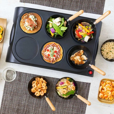 Set Wok E Crepemaker Per 6 Persone AWS600 1000 W Nero Bestron 4 Set Wok E Crepemaker Per 6 Persone AWS600 1000 W Nero Bestron - immagine 4