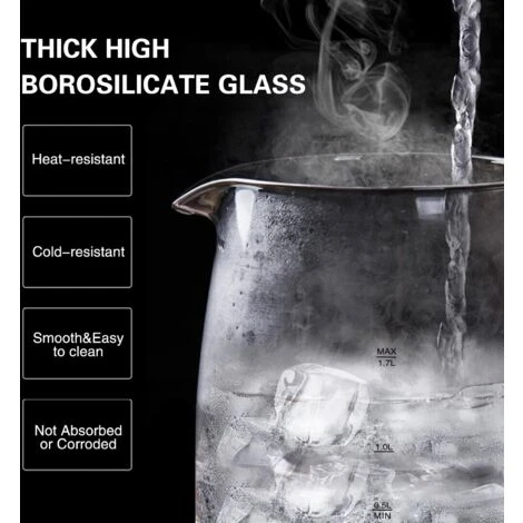 BOLLITORE ELETTRICO IN VETRO 1.7 LITRI CON FILTRO E LED BLU 2200 W AIGOSTAR-Bianco 4 BOLLITORE ELETTRICO IN VETRO 1.7 LITRI CON FILTRO E LED BLU 2200 W AIGOSTAR-Bianco - immagine 4