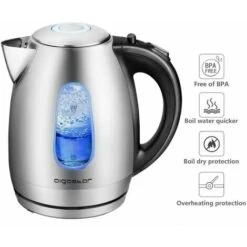 BOLLITORE ELETTRICO IN ACCIAIO 1.7 LITRI CON FILTRO RIMOVIBILE E LED BLU 2200 W AIGOSTAR -Piccoli Elettrodomestici Negozio 58211915 3