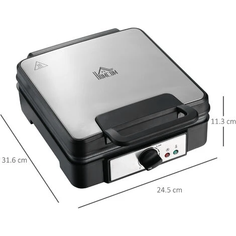HOMCOM Macchina Per Waffle Con Piastre Antiaderenti E Temperatura Regolabile, 1200W, Nero 3 HOMCOM Macchina Per Waffle Con Piastre Antiaderenti E Temperatura Regolabile, 1200W, Nero - immagine 3