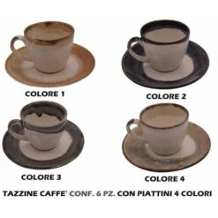 TAZZINE CAFFE' CONF. 6 PZ. C/PIATT. DEC.