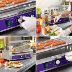 Vertes Macchina Cuoci Hot Dog Maker Salsiccia (5 Rulli, 1000 Watt, Temperatura 50-250°C, 2 Zone Di Riscaldamento, Copertura In Vetro Temprato, Acciaio Inox) -Piccoli Elettrodomestici Negozio 59670651 4