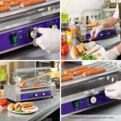 Vertes Macchina Cuoci Hot Dog Maker Salsiccia (11 Rulli, 2200 Watt, Temperatura 50-250°C, 2 Zone Di Riscaldamento, Copertura In Vetro Temprato, Acciaio Inox) -Piccoli Elettrodomestici Negozio 59803137 4