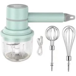 Trade Shop - Set Frullatore A Immersione In Acciaio Inox Portatile Per Preparazione Alimenti