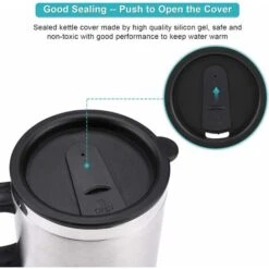 Kueatily Tazza Riscaldante Per Auto, Tazza Riscaldante Da Viaggio In Acciaio Inossidabile, Tazza Da Caffè Riscaldante Elettrica Per Acqua, Caffè, Latte E Tè Con Caricatore, 450 Ml -Piccoli Elettrodomestici Negozio 64662696 3