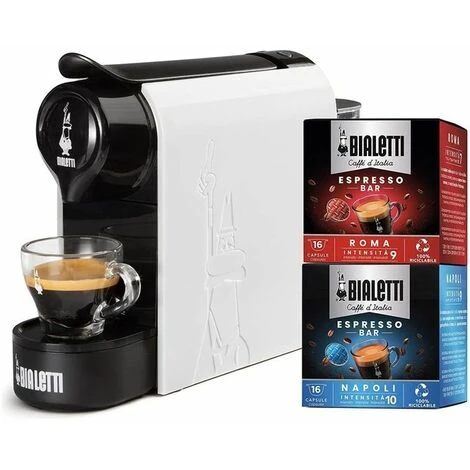 Bialetti Gioia Macchina Caffe' Espresso Per Capsule In Alluminio Incluse 32 Capsule Supercompatta Serbatoio 500ml Bianco 1 Bialetti Gioia Macchina Caffe' Espresso Per Capsule In Alluminio Incluse 32 Capsule Supercompatta Serbatoio 500ml Bianco
