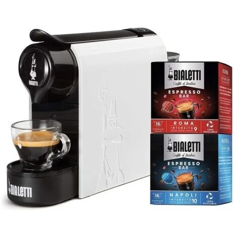 Bialetti Gioia Macchina Caffe' Espresso Per Capsule In Alluminio Incluse 32 Capsule Supercompatta Serbatoio 500ml Bianco 2 Bialetti Gioia Macchina Caffe' Espresso Per Capsule In Alluminio Incluse 32 Capsule Supercompatta Serbatoio 500ml Bianco - immagine 2