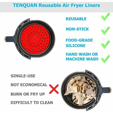Fodere Per Friggitrice Ad Aria Antiaderenti, Tappetini Per Friggitrice Ad Aria In Silicone Riutilizzabili Rotondi Per Friggitrice Ad Aria, Cestello Per Cottura A Vapore 2 Fodere Per Friggitrice Ad Aria Antiaderenti, Tappetini Per Friggitrice Ad Aria In Silicone Riutilizzabili Rotondi Per Friggitrice Ad Aria, Cestello Per Cottura A Vapore - immagine 2