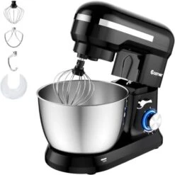 RELAX4LIFE Impastatrice Planetaria Professionale, Robot Da Cucina Multifunzione, Sbattitore Elettrico, Miscelatore Cucina Per Uso Alimentare, Con Ciotola Rotante Da 4,5 L, 8 Livelli, 1300 W (Nero) -Piccoli Elettrodomestici Negozio 67415369 3