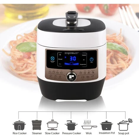 Aigostar Panda 30 Hgz – Pentola A Pressione Multifunzione E Cottura Lenta, 14 Funzioni Programmabili Con Pannello LED, Contenitore In Acciaio Inox Da 6 Litri, 1000 W. Ricettario In PDF 3 Aigostar Panda 30 Hgz – Pentola A Pressione Multifunzione E Cottura Lenta, 14 Funzioni Programmabili Con Pannello LED, Contenitore In Acciaio Inox Da 6 Litri, 1000 W. Ricettario In PDF - immagine 3