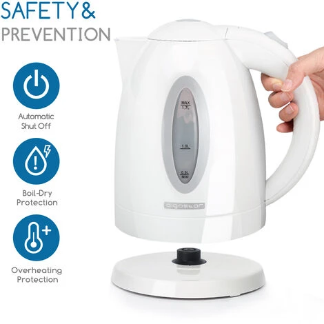 Aigostar Sea 30CDW - Bollitore Elettrico In Plastica Da 2200W Con Capacità Da 1.7L. Protezione Boil-dry. BPA FREE. Design Esclusivo 4 Aigostar Sea 30CDW - Bollitore Elettrico In Plastica Da 2200W Con Capacità Da 1.7L. Protezione Boil-dry. BPA FREE. Design Esclusivo - immagine 4