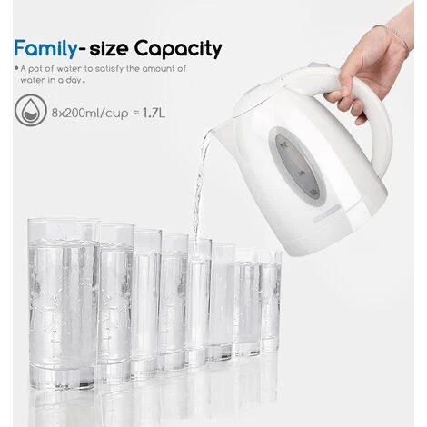 Aigostar Sea 30CDW - Bollitore Elettrico In Plastica Da 2200W Con Capacità Da 1.7L. Protezione Boil-dry. BPA FREE. Design Esclusivo 5 Aigostar Sea 30CDW - Bollitore Elettrico In Plastica Da 2200W Con Capacità Da 1.7L. Protezione Boil-dry. BPA FREE. Design Esclusivo - immagine 5