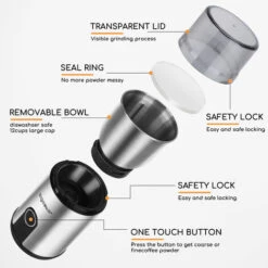 Aigostar Otto - Macina Caffè Elettrica, 200W , Con 1 Contenitori Rimovibili In Acciaio Inossidabile , 75g Coffee Macina Grinder Per Semi Di Pepe E Spezie -Piccoli Elettrodomestici Negozio 72603440 3
