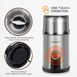 Aigostar Otto - Macina Caffè Elettrica, 200W , Con 1 Contenitori Rimovibili In Acciaio Inossidabile , 75g Coffee Macina Grinder Per Semi Di Pepe E Spezie -Piccoli Elettrodomestici Negozio 72603440 4