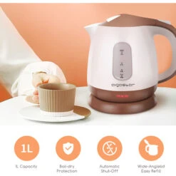 Aigostar Romeo 30HIP - Bollitore Elettrico, Bollitore Acqua Elettrico Piccolo Da 1100W, Capacità 1L, Ebollizione Veloce, Spegnimento Automatico, BPA Free, Marrone 8 Aigostar Romeo 30HIP - Bollitore Elettrico, Bollitore Acqua Elettrico Piccolo Da 1100W, Capacità 1L, Ebollizione Veloce, Spegnimento Automatico, BPA Free, Marrone -Piccoli Elettrodomestici Negozio 72603443 4