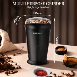 Aigostar Breath 30CFR - Macina Caffè Elettrica A Doppio Contatto Con Lame In Acciaio Inossidabile, Macina Chicchi Di Caffè, Spezie, Frutta A Guscio E Grano Capacità Di 60g, 150 Watt, BPA Free, Nero. -Piccoli Elettrodomestici Negozio 72603473 4