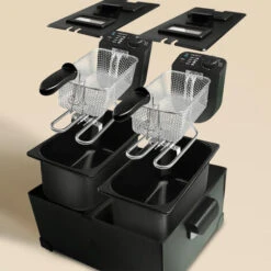 Aigostar Feast - Friggitrice Doppia Vasca. Capacità Totale 6L, 2 Cestelli Da 3L. Controllo Termostatico, Coperchi Con Finestre. Friggitrice Elettrica Professionale Senza BPA.3600W -Piccoli Elettrodomestici Negozio 72603474 3